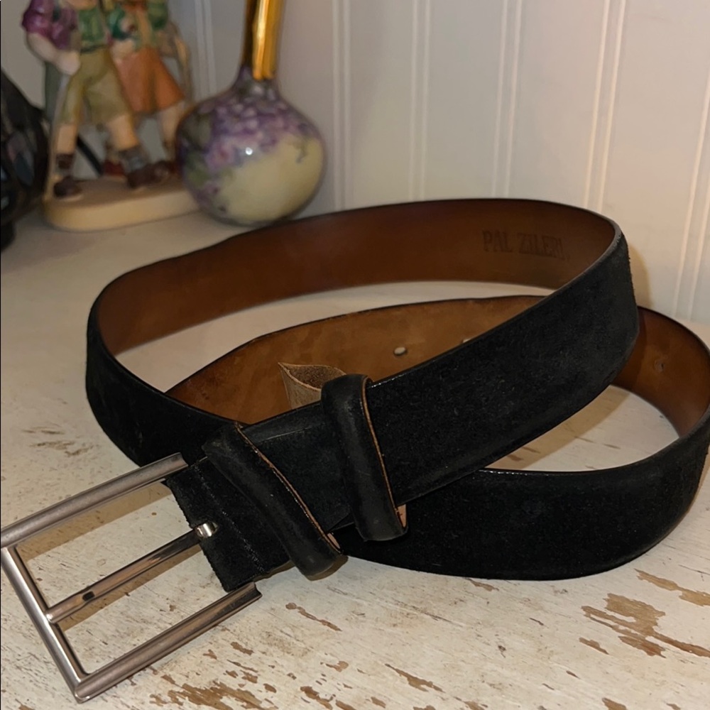 Pal Zileri black suede Men's  Leather Belt made in Italy 34” - 37.5”